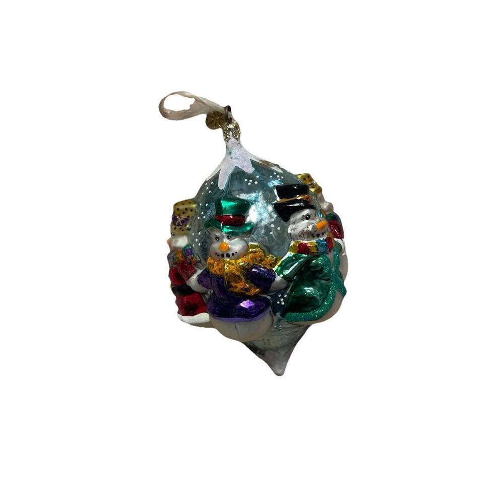 2001 Christopher Radko Snowmen All Around 6" Ornament Drop 01-0752-0‎ H76